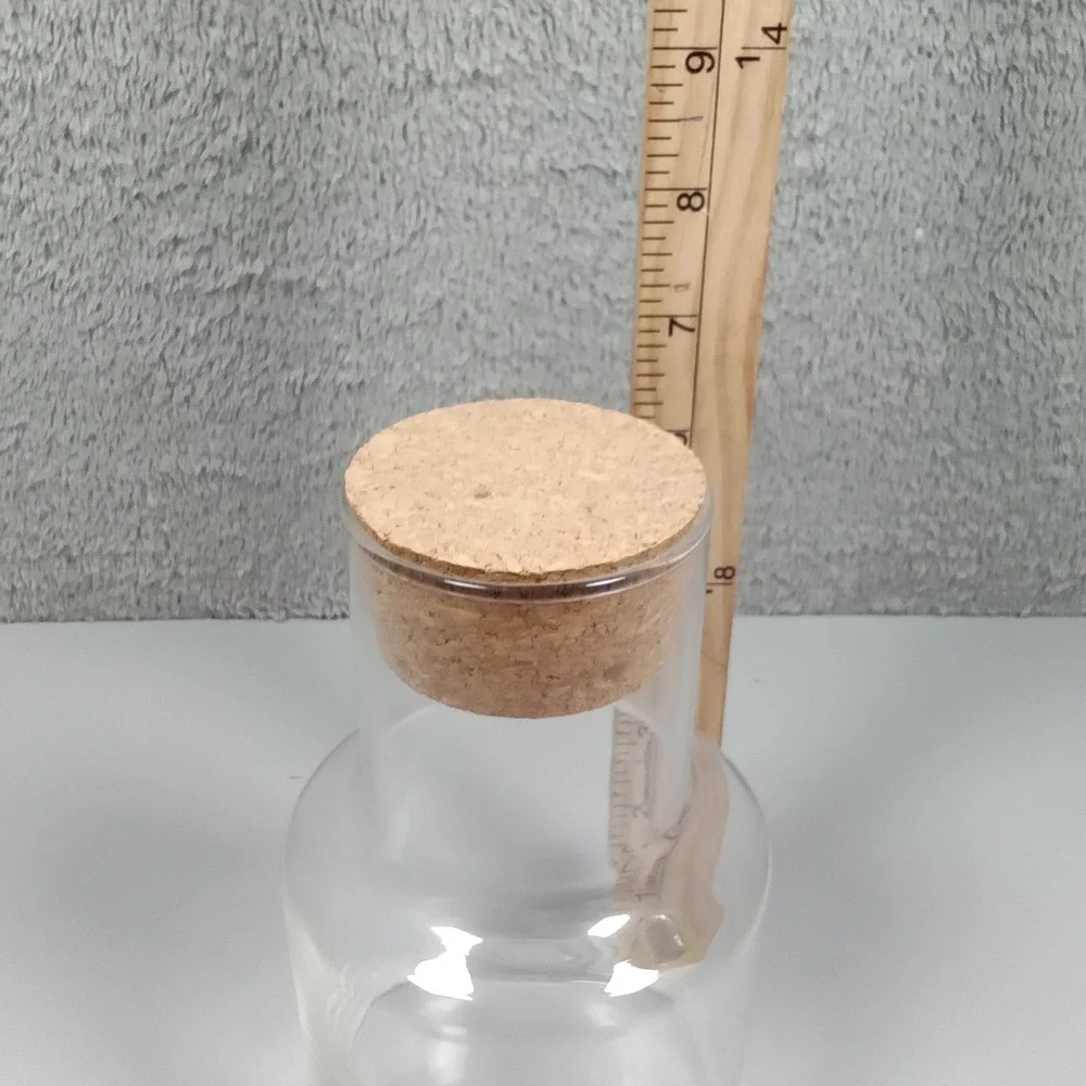 Clear‎ Glass Storage Jar with Cork Stopper Minimalist Decanter Carafe 6.5in